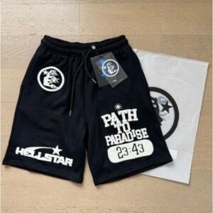 Hellstar Black Graphic Shorts